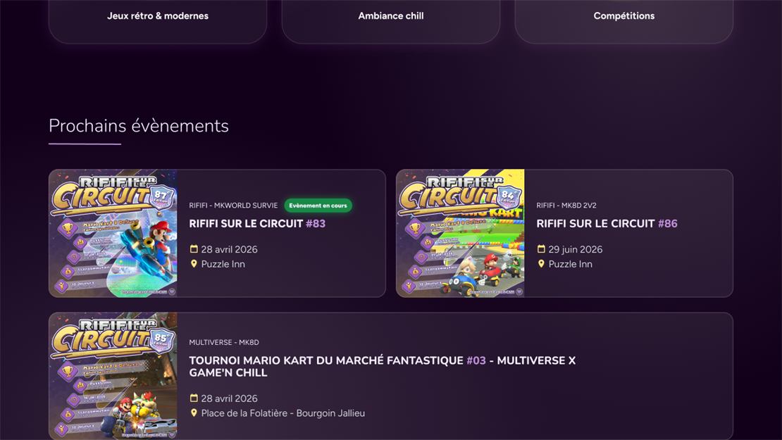 Agenda des tournois sur le site de Game'N Chill